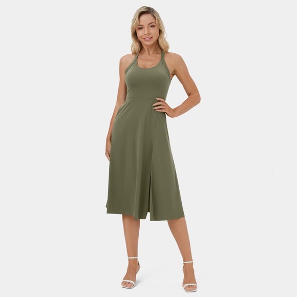 HALARA Dresses & Skirts - Backless Cut Out Twisted Side Pocket Split Midi Casual Dress